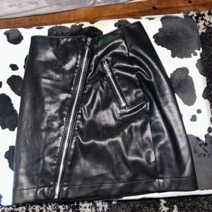 Express Black Leather Pencil Skirt with Zipper Accents